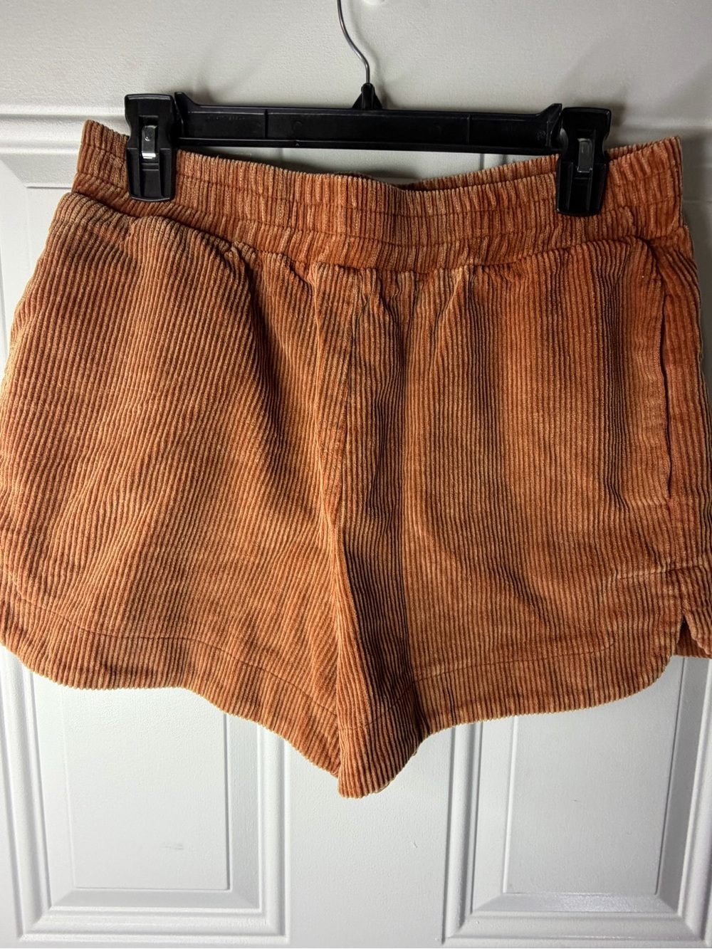She + Sky Rust Orange Corduroy High-Waist Shorts